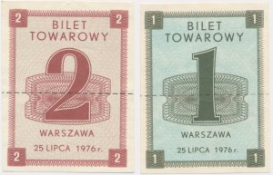 Warszawa, zestaw biletów towarowych 1-2 złote 1976 (2 szt.)