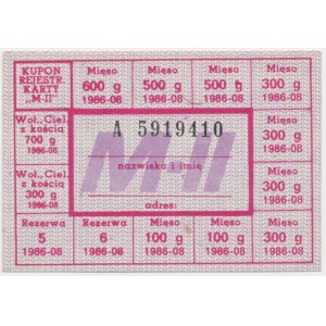 Meat food card 1986