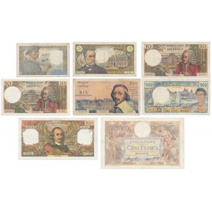 France, lot 5-500 Francs 1934-72 (8 pcs.)