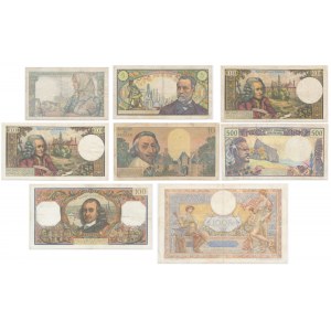 France, lot 5-500 Francs 1934-72 (8 pcs.)