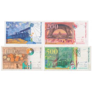 France, lot 50-500 Francs 1994-98 (4 pcs.)