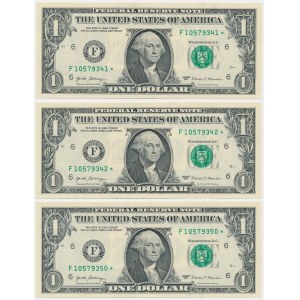 USA, Green Seal, 1 Dollar 2017 ★ - Carranza & Mnuchin (3 pcs.)