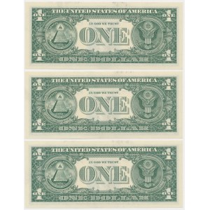 USA, Green Seal, 1 Dollar 2017 ★ - Carranza & Mnuchin (3 pcs.)