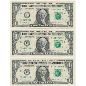 USA, Green Seal, 1 dolar 2017 ★ - Carranza & Mnuchin (3 szt.)