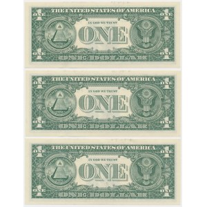 USA, Green Seal, 1 Dollar 2017 ★ - Carranza & Mnuchin (3 pcs.)