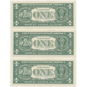 USA, Green Seal, 1 Dollar 2017 ★ - Carranza & Mnuchin (3 pcs.)