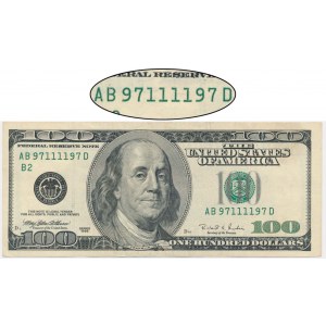 USA, Green Seal, 100 Dollars 1996 - Withrow & Rubin - attractive serial number -