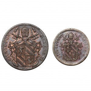 Zestaw, Państwo Kościelne, Watykan, Pius IX, 1 i 1/2 Baiocco (2 szt.)