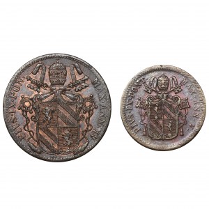 Satz, Kirchenstaat, Vatikanstadt, Pius IX., 1 und 1/2 Baiocco (2 Stück).