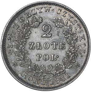 November Uprising, 2 zloty Warsaw 1831 KG