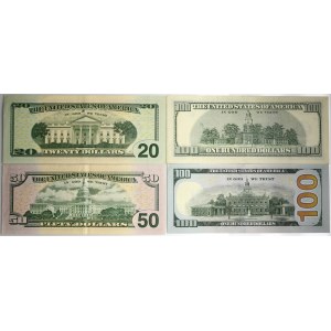 USA, lot 20-100 Dollars 2003-2017 ★ (4 pcs.)