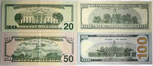 USA, lot 20-100 Dollars 2003-2017 ★ (4 pcs.)