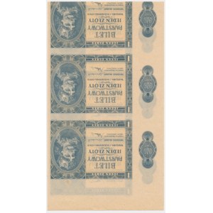 1 zloty 1938 - uncut sheet fragment - DESTRUKT -.