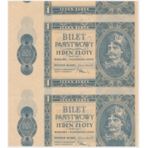 1 Zloty 1938 - unbeschnittenes Blattfragment - DESTRUKT