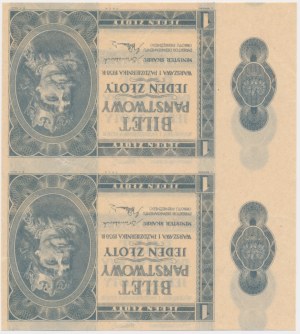 1 złoty 1938 - nierozcięty fragment arkusza - DESTRUKT