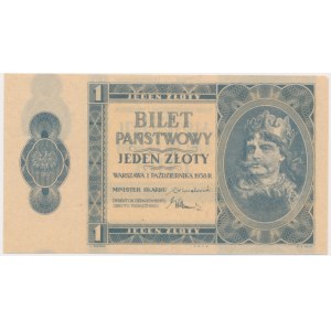 1 złoty 1938 - bez serii i numeratora - DESTRUKT