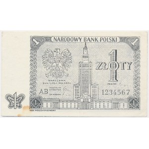 NBP, Banknotenentwurf 1 Zloty 1955 - RARE