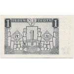 NBP, projekt banknotu 1 złoty 1948 - zabezpieczenie srebrnym brokatem - RZADKOŚĆ