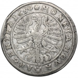 Schlesien, Herzogtum Legnicko-Brzesko-Wołowski, Ludwig IV. von Legnica, 15 Krajcars Brzeg 1660 EW - RARE