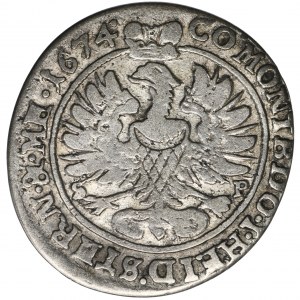 Silesia, Duchy of Oels, Sylvius II Friedrich, 6 Kreuzer Oels 1674 SP