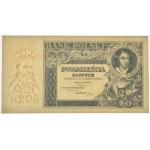 20 złotych 1931 - destrukt bez serii i numeratora i bez poddruku