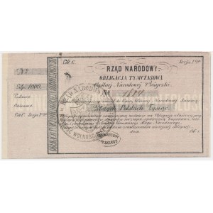 Powstanie Styczniowe, Obligacja Tymczasowa na 1.000 złotych 1863-64 z numeratorem