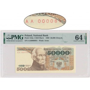 50,000 zl 1989 - AA 0000891 - PMG 64 EPQ - low serial number