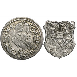Śląsk, Księstwo Ziębicko-Oleśnickie, Karol II, 3 Krajcary Oleśnica 1615 - RZADKIE
