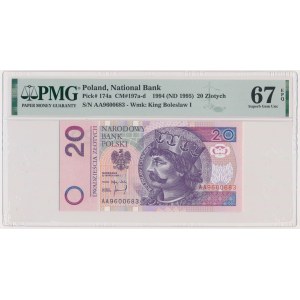 20 złotych 1994 - AA - PMG 67 EPQ