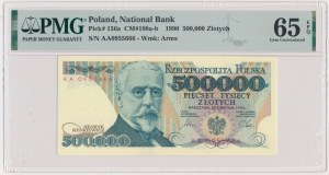 500.000 złotych 1990 - AA - PMG 65 EPQ - rzadka i poszukiwana pierwsza seria