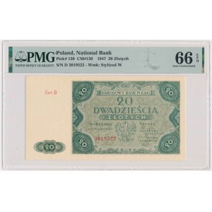 20 złotych 1947 - D - PMG 66 EPQ