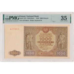 1.000 złotych 1946 - A. - PMG 35 - rzadka odmiana