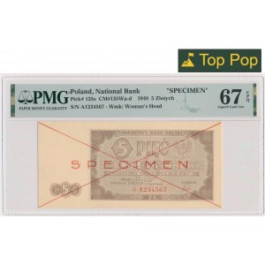 5 gold 1948 - SPECIMEN - A 1234567 - PMG 67 EPQ