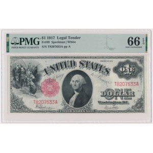 USA, Red Seal, 1 dolar 1917 - Speelman & White - PMG 66 EPQ