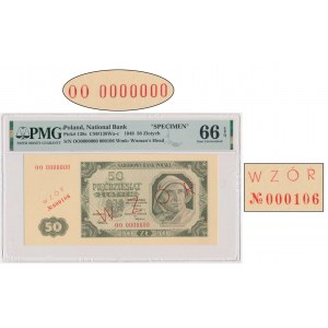 50 złotych 1948 - WZÓR - Nr 000106 - OO 0000000 - PMG 66 EPQ - EKSTREMALNIE RZADKIE