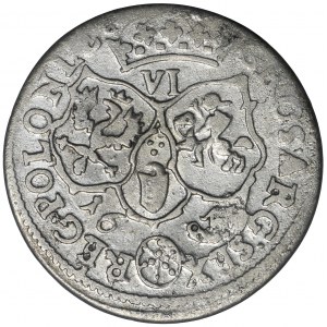 Jan III Sobieski, Szóstak Bydgoszcz 1683 TLB - RZADKI, herb Jelita, trzy kropki