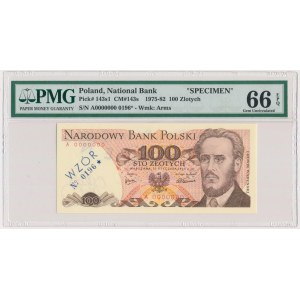 100 złotych 1975 - WZÓR - A 0000000 - No.0196 - PMG 66 EPQ - RZADKOŚĆ