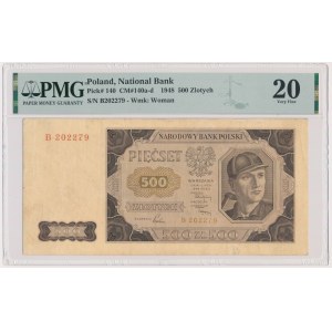 500 zloty 1948 - B - PMG 20 - RARE.