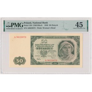 50 zloty 1948 - A - 7 digits - PMG 45