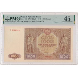 1,000 zloty 1946 - T - PMG 45