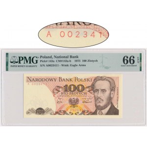 100 złotych 1975 - A - PMG 66 EPQ - niski numer seryjny