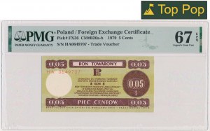 Pewex, 5 centów 1979 - HA - mały - PMG 67 EPQ