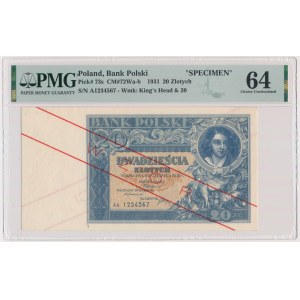 20 złotych 1931 - WZÓR - AA - PMG 64