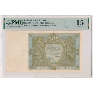 20 złotych 1929 - Ser.DA - PMG 15