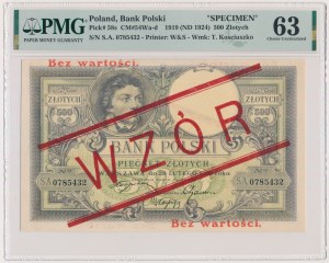 500 złotych 1919 - S.A - WZÓR - PMG 63