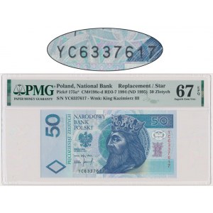 50 złotych 1994 - YC - PMG 67 EPQ - seria zastępcza