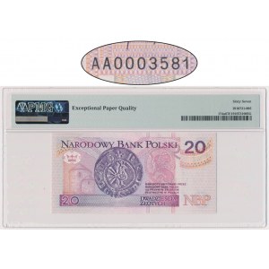 20 złotych 1994 - AA 0003581 - PMG 67 EPQ - niski numer