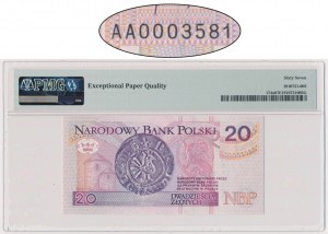 20 złotych 1994 - AA 0003581 - PMG 67 EPQ - niski numer