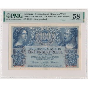 Posen, 100 Rubles 1916 - 6 digit series - PMG 58