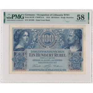 Poznan, 100 Rubel 1916 - 6 Zahlen - PMG 58 - GEZEICHNETE ANMERKUNG